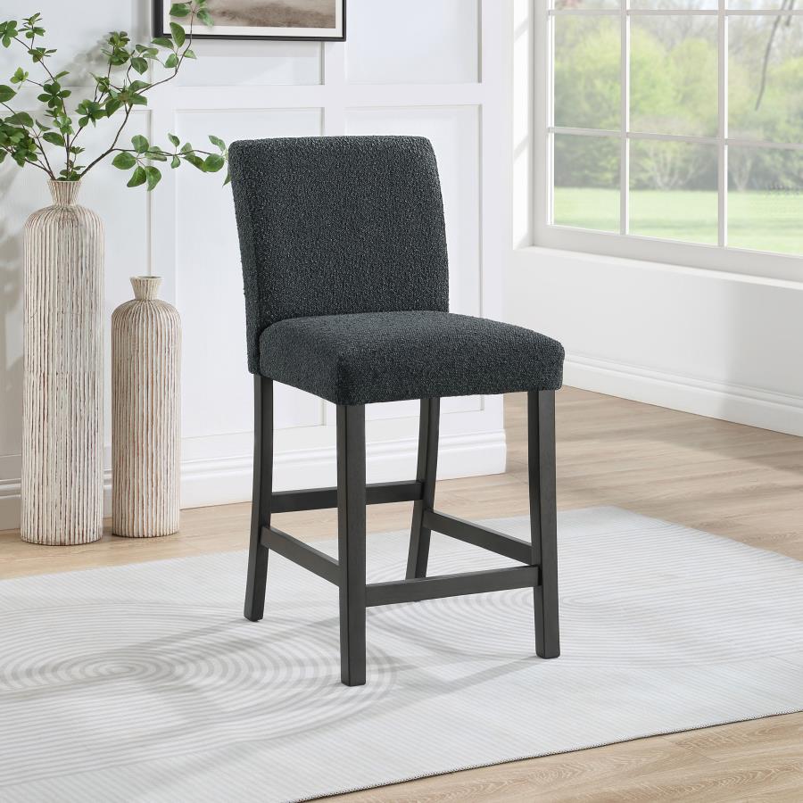 (image for) Alba Boucle Upholstered Counter Chair Black (Set of 2)