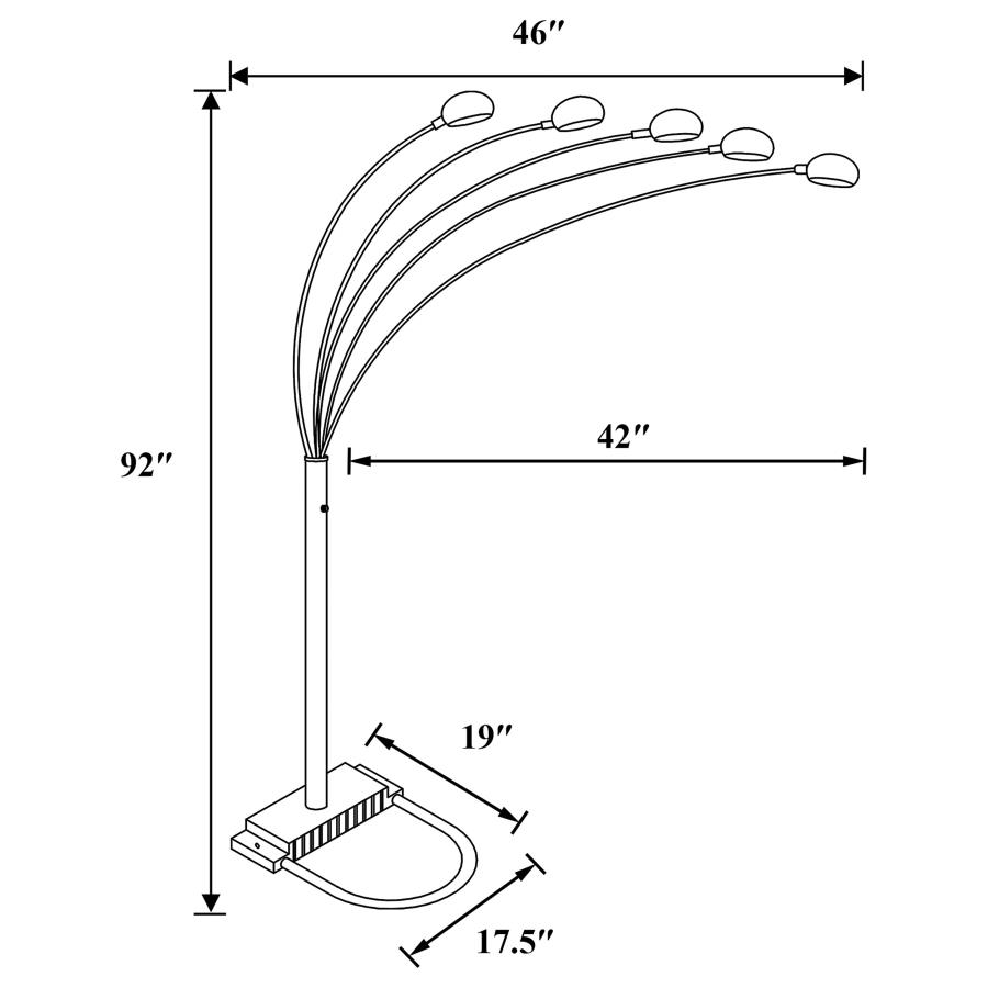 (image for) Kayd 92-inch Arc 5-light Dome Shade Metal Floor Lamp Black