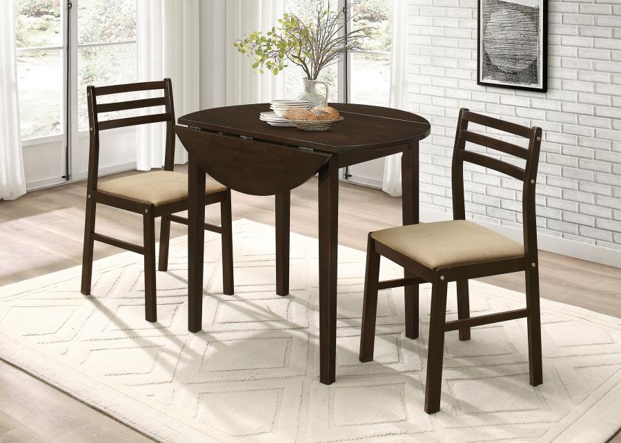 (image for) Bucknell 3-piece Round Drop Leaf Dining Table Set Cappuccino