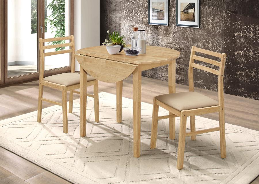 (image for) Bucknell 3-piece Round Drop Leaf Dining Table Set Natural