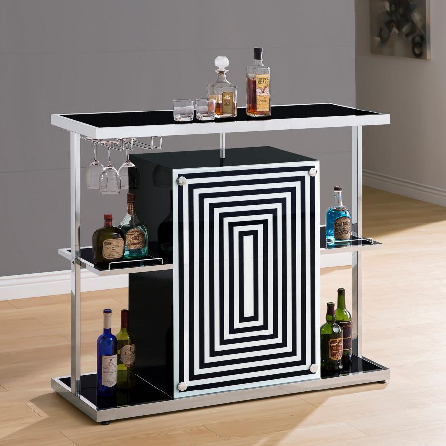 (image for) Zinnia 2-tier Glass Shelf Home Bar Wine Cabinet Black