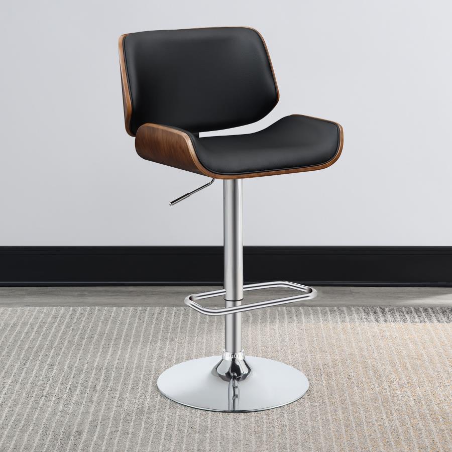 (image for) Folsom Upholstered Adjustable Bar Stool Black and Chrome