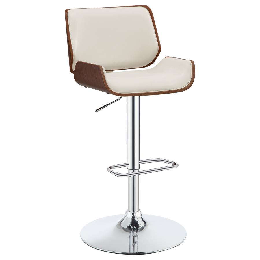 (image for) Folsom Upholstered Adjustable Bar Stool Ecru and Chrome