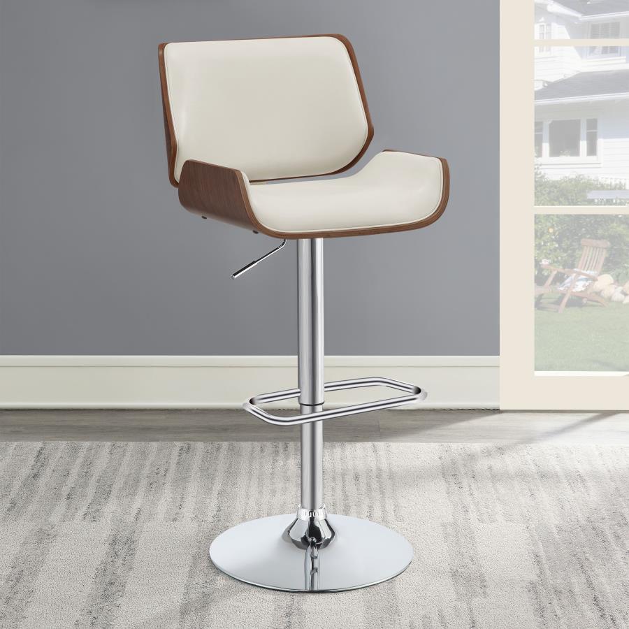 (image for) Folsom Upholstered Adjustable Bar Stool Ecru and Chrome