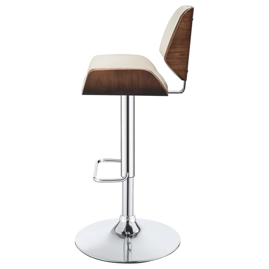 (image for) Folsom Upholstered Adjustable Bar Stool Ecru and Chrome