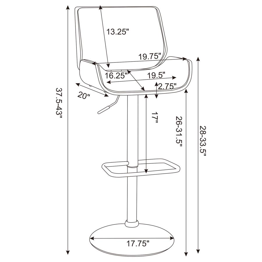 (image for) Folsom Upholstered Adjustable Bar Stool Ecru and Chrome