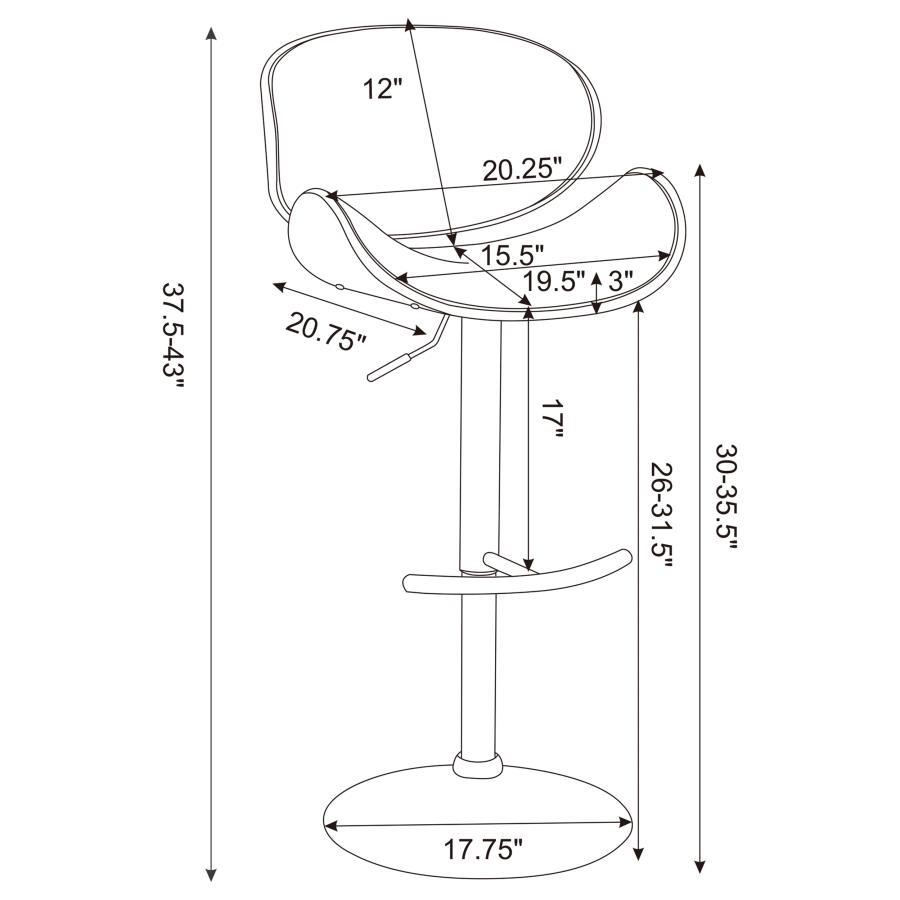 (image for) Harris Adjustable Bar Stool Black and Chrome