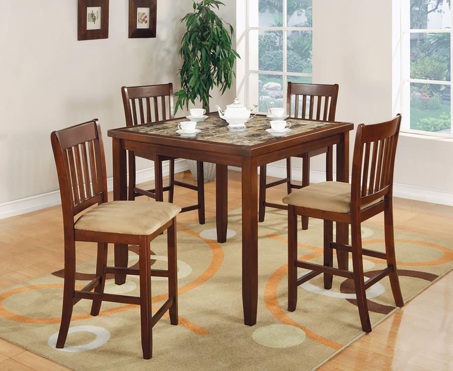 (image for) Jardin 5-piece Counter Height Dining Table Set Red Brown - Click Image to Close