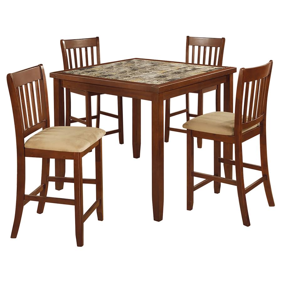 (image for) Jardin 5-piece Counter Height Dining Table Set Red Brown