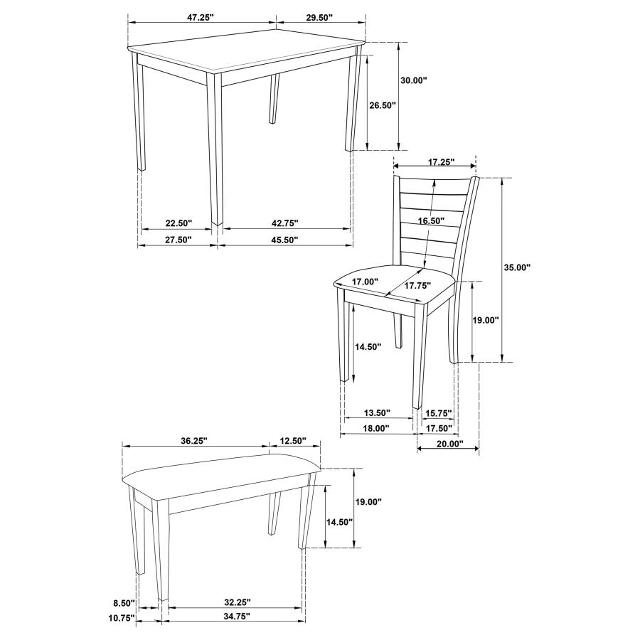 (image for) Guillen 5-piece Rectangular Dining Table Set Cappuccino