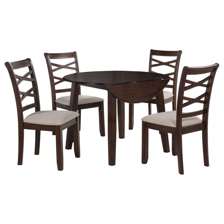 (image for) Barton 5-piece Round Wood Dining Table Set Dark Brown