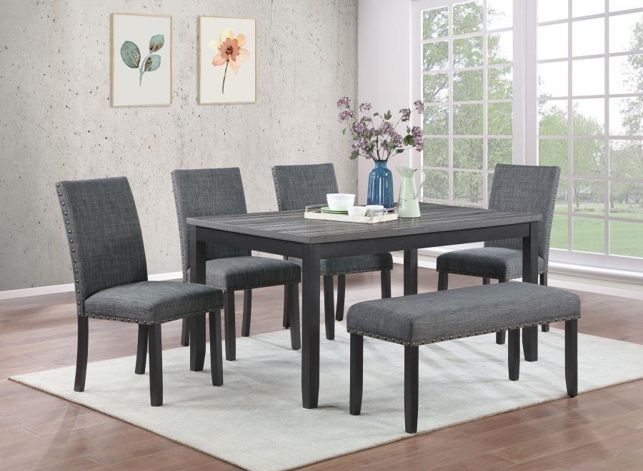 (image for) Barlow 6-piece Rectangular Dining Table Set Grey and Black