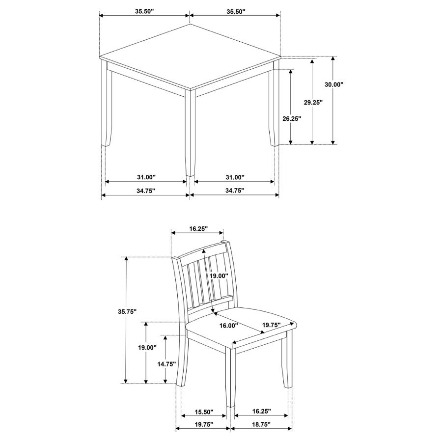 (image for) Parkwood 5-piece Square Dining Table Set Honey Brown