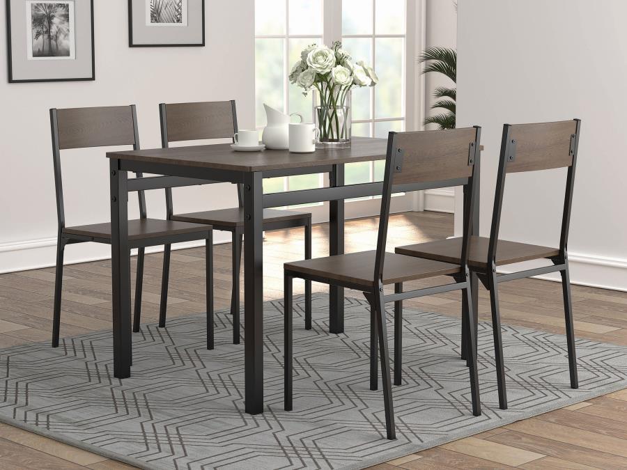 (image for) Lana 5-piece Rectangular Dining Set Dark Brown and Black