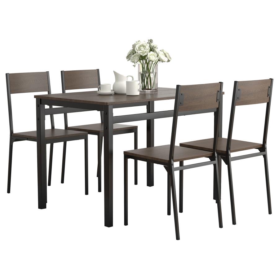 (image for) Lana 5-piece Rectangular Dining Set Dark Brown and Black