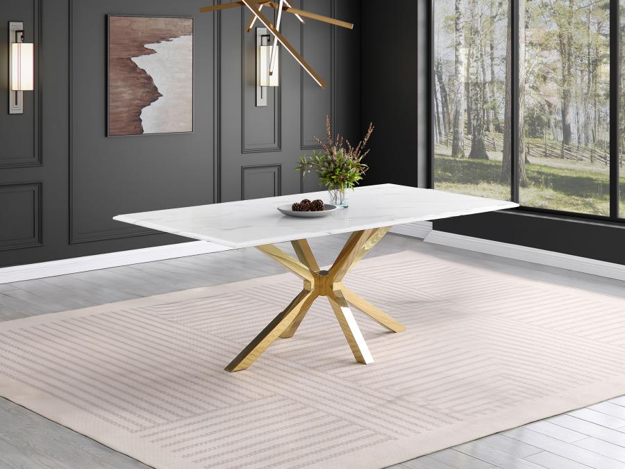 (image for) Venera Rectangular 79-inch Faux Marble Dining Table White