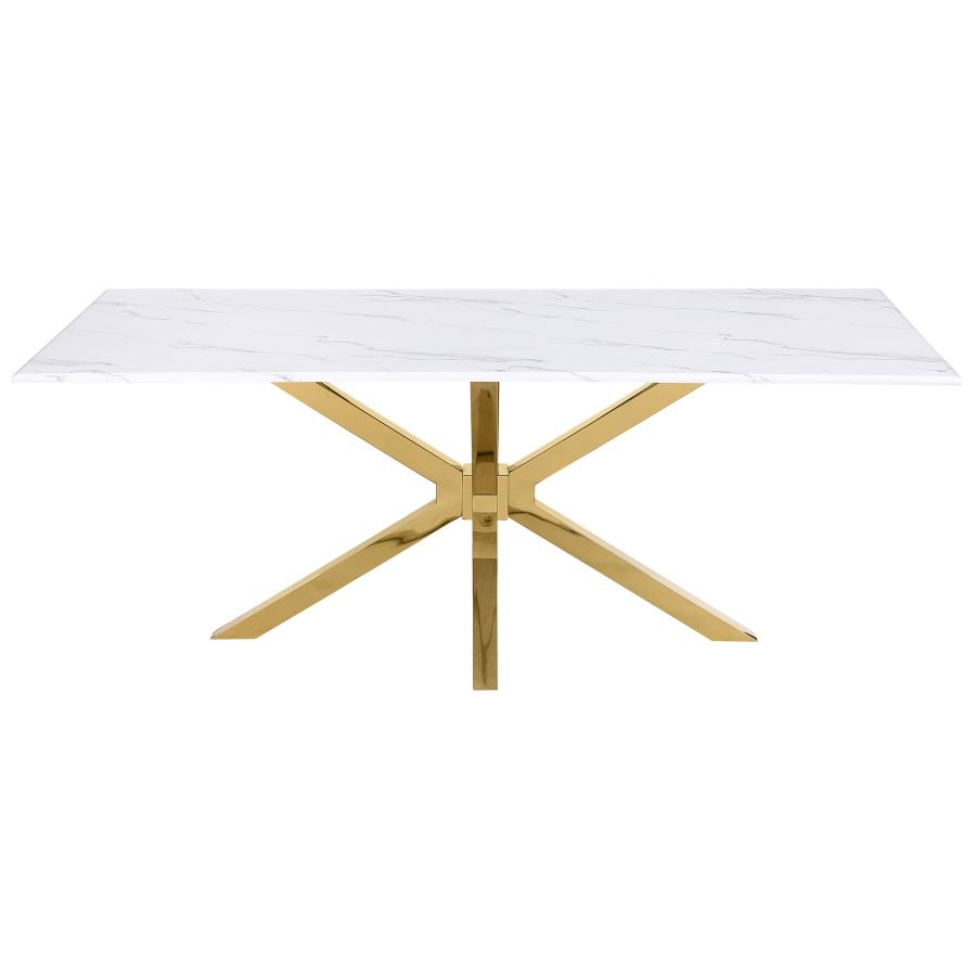 (image for) Venera Rectangular 79-inch Faux Marble Dining Table White