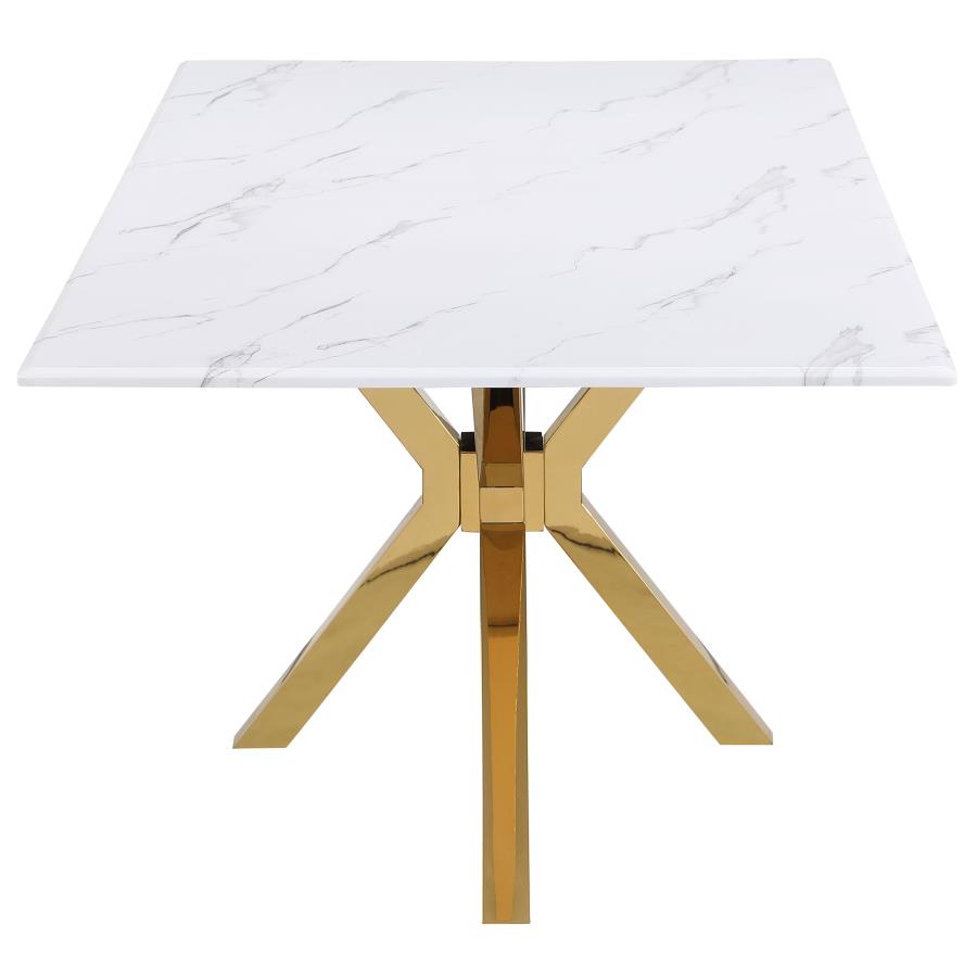 (image for) Venera Rectangular 79-inch Faux Marble Dining Table White