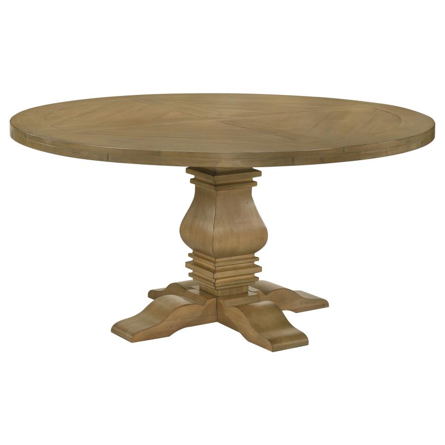 (image for) Florence Round 60-inch Wood Dining Table Rustic Honey