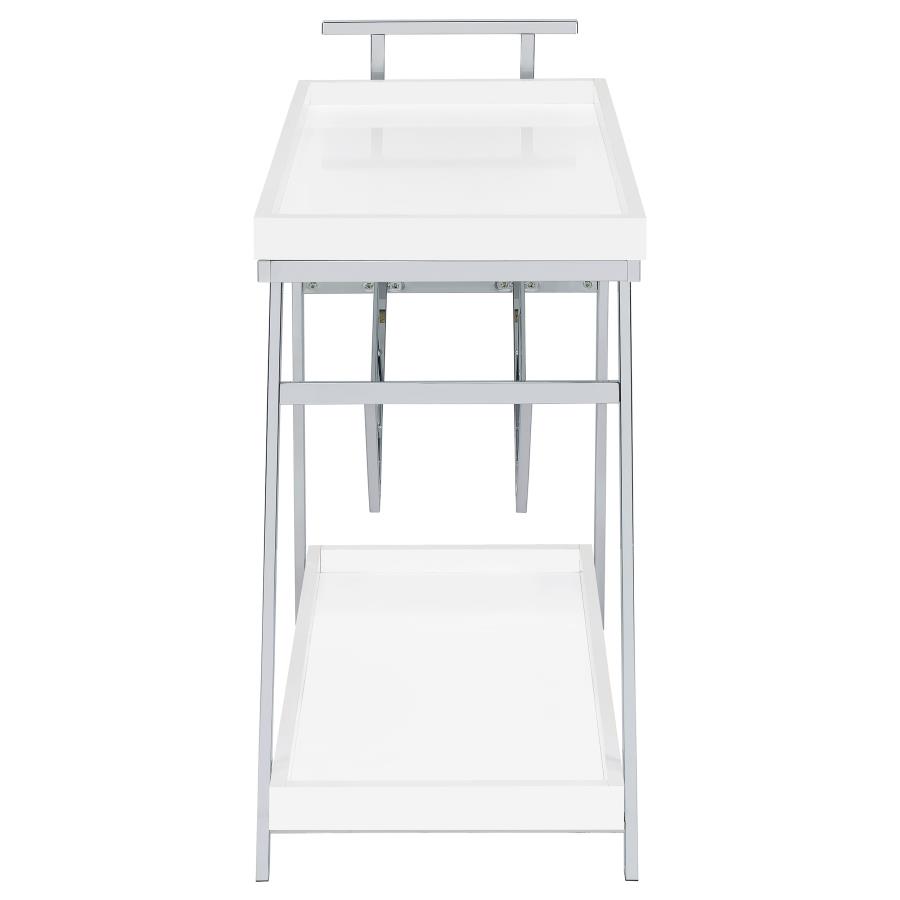 (image for) Kinney 1-drawer Engineered Wood Bar Cart White High Gloss