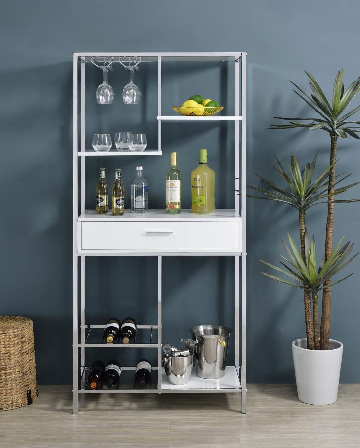 (image for) Figueroa 5-shelf Wine Storage Bar Cabinet White High Gloss