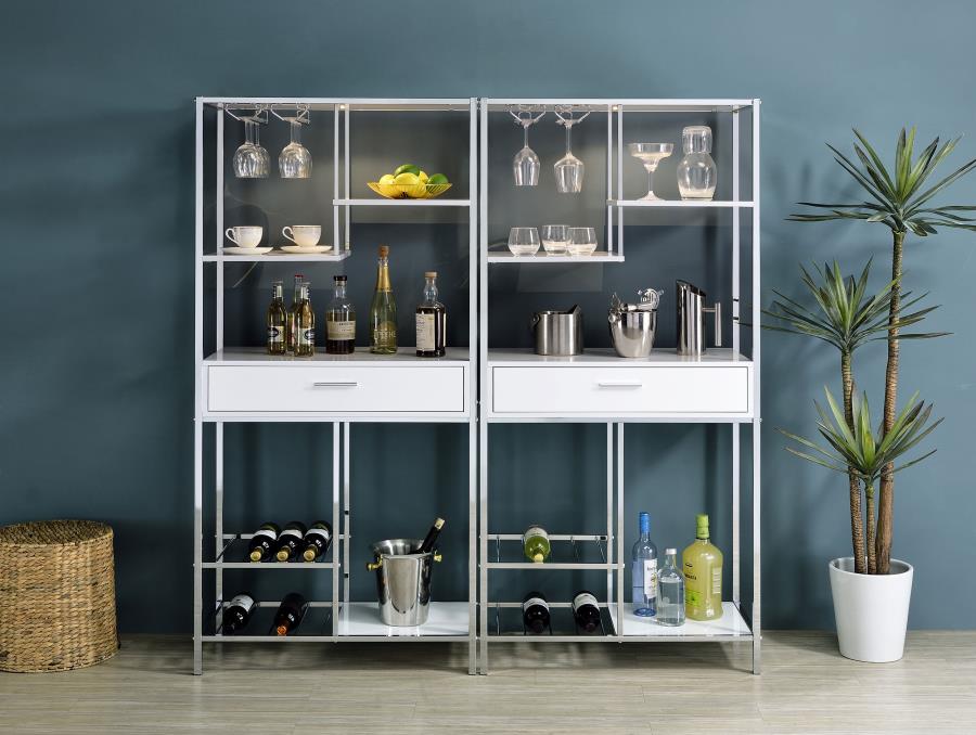 (image for) Figueroa 5-shelf Wine Storage Bar Cabinet White High Gloss