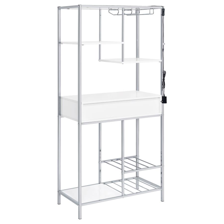 (image for) Figueroa 5-shelf Wine Storage Bar Cabinet White High Gloss