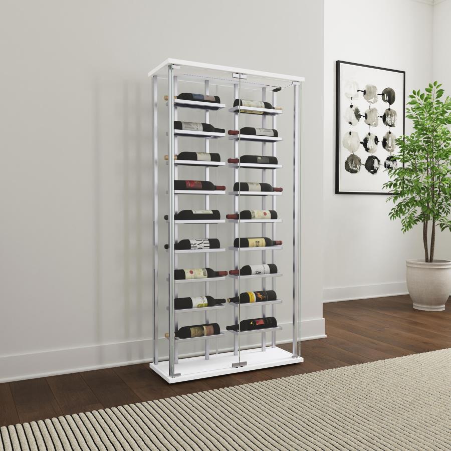 (image for) Montara Tempered Glass Wine Storage LED Curio Cabinet Chrome