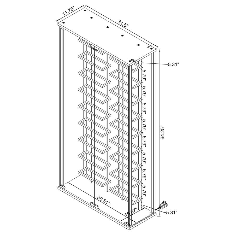 (image for) Montara Tempered Glass Wine Storage LED Curio Cabinet Chrome