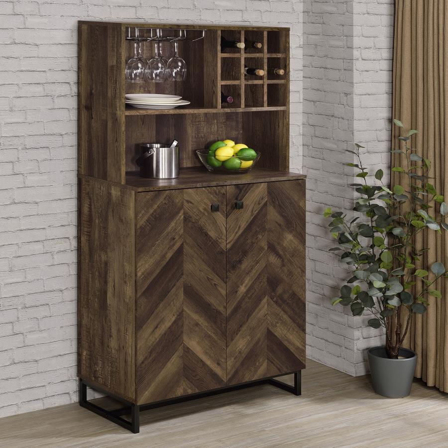 (image for) Mendoza 2-door Home Bar Cabinet Wine Storage Rustic Oak