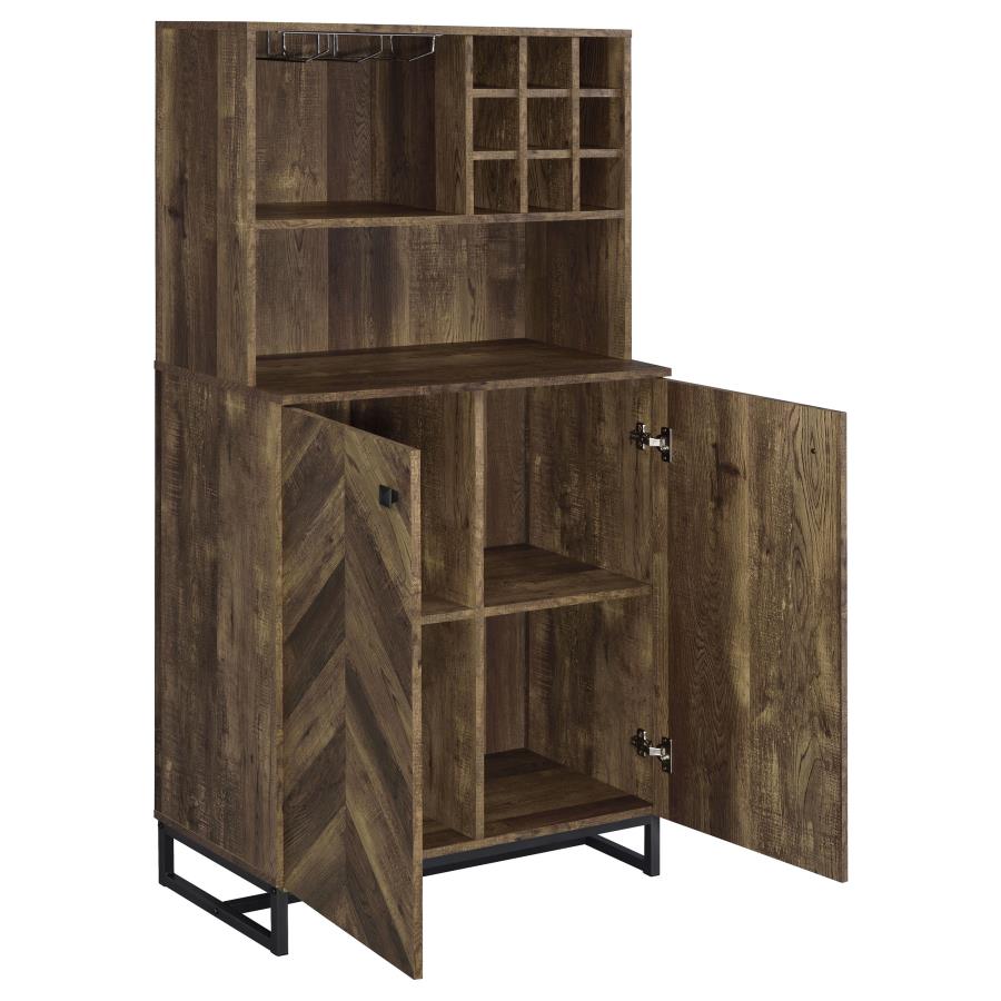 (image for) Mendoza 2-door Home Bar Cabinet Wine Storage Rustic Oak