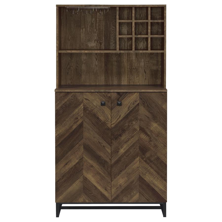 (image for) Mendoza 2-door Home Bar Cabinet Wine Storage Rustic Oak