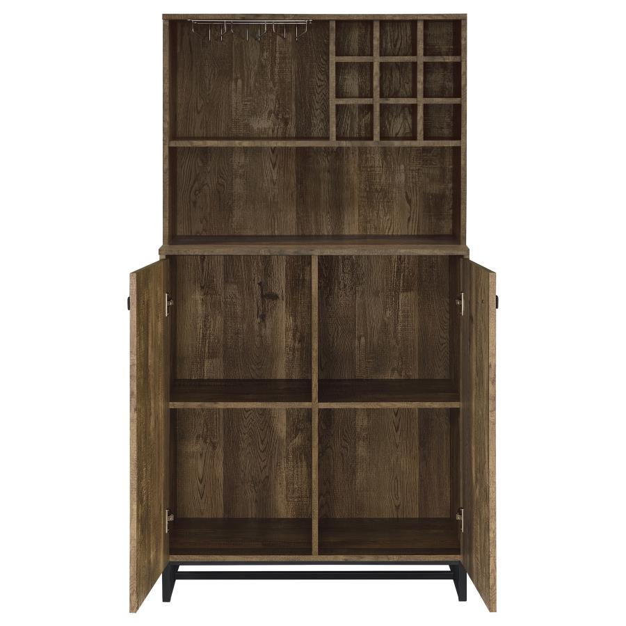 (image for) Mendoza 2-door Home Bar Cabinet Wine Storage Rustic Oak