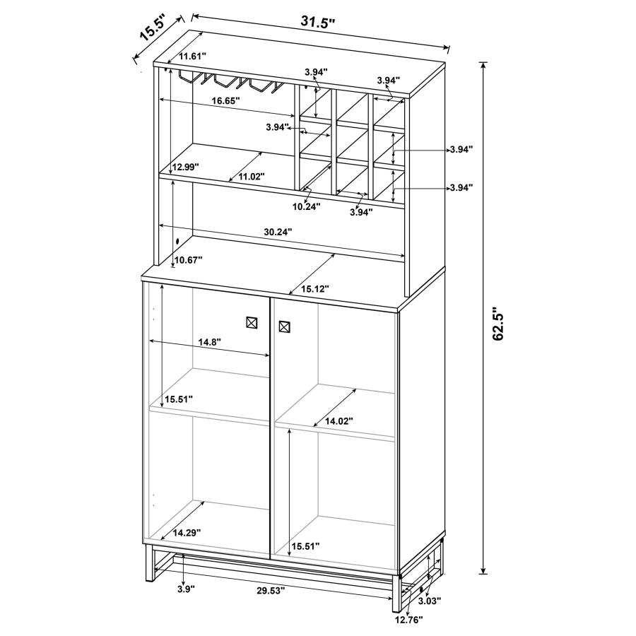 (image for) Mendoza 2-door Home Bar Cabinet Wine Storage Rustic Oak