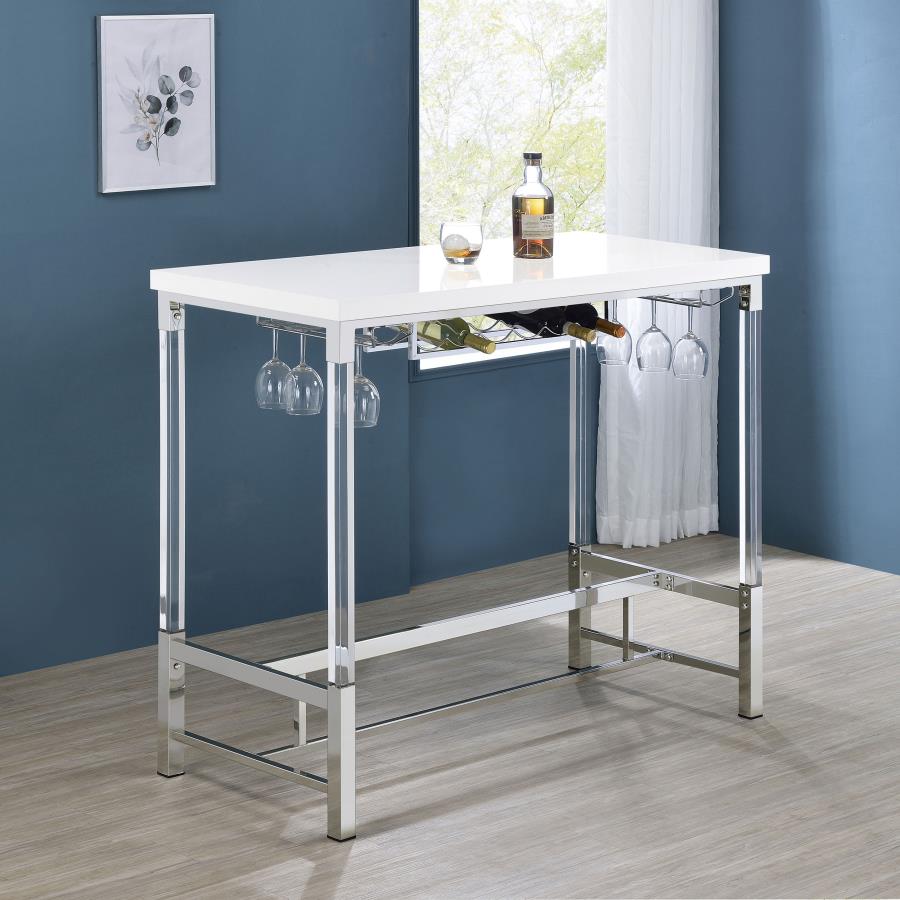 (image for) Norcrest 47-inch Acrylic Leg Bar Table White High Gloss