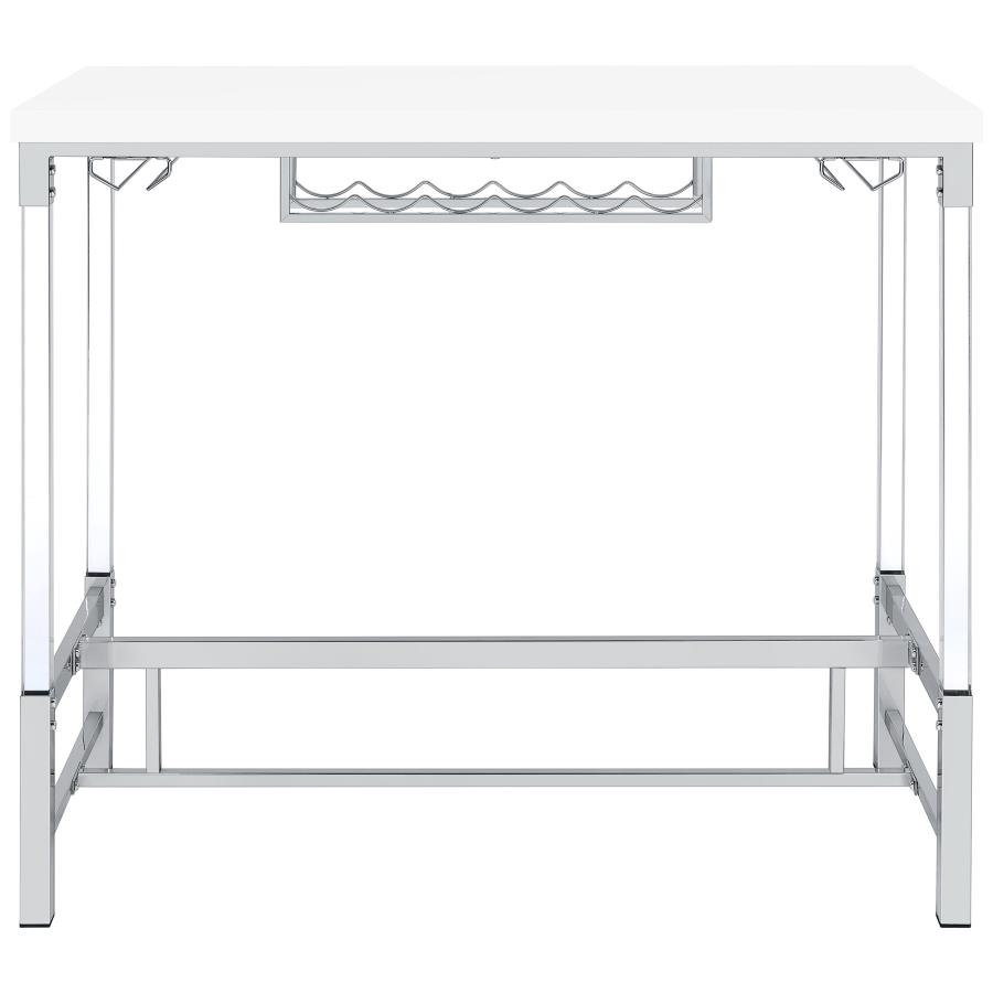 (image for) Norcrest 47-inch Acrylic Leg Bar Table White High Gloss