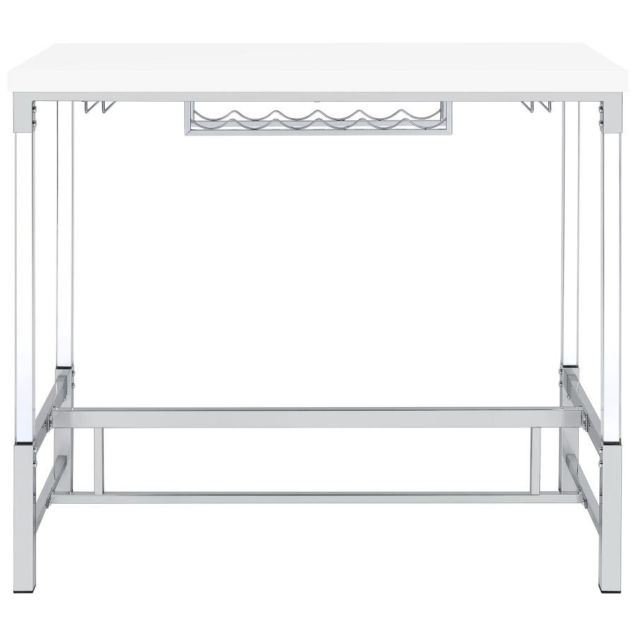 (image for) Norcrest 47-inch Acrylic Leg Bar Table White High Gloss