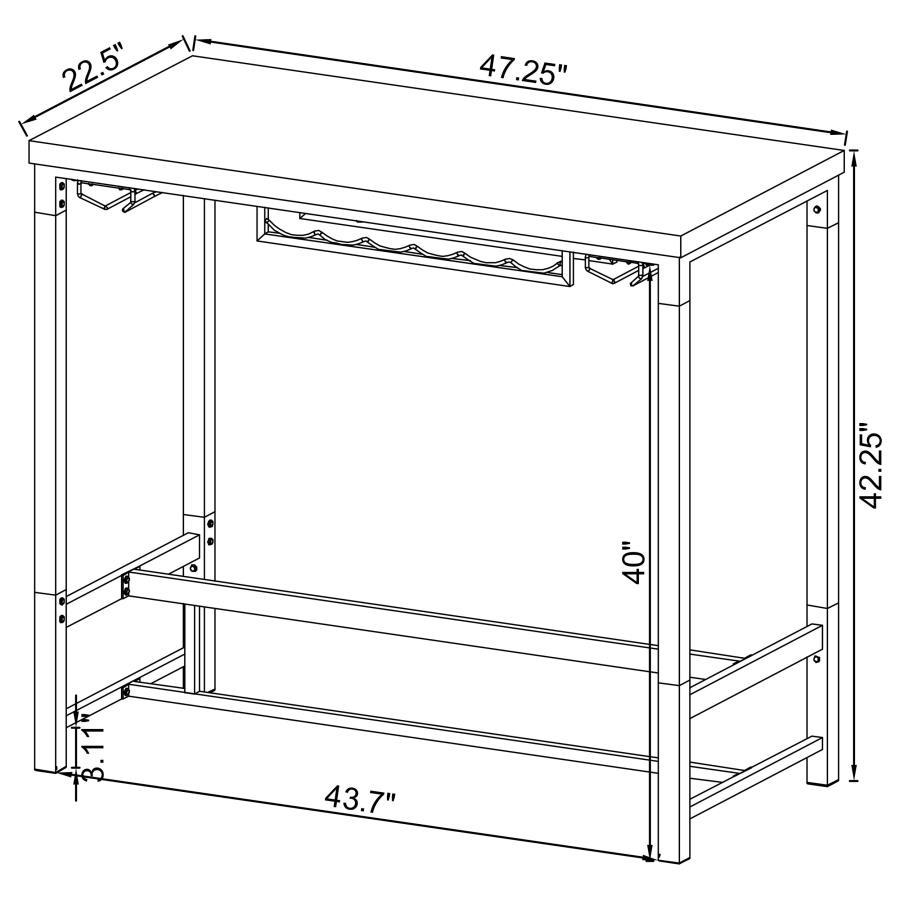 (image for) Norcrest 47-inch Acrylic Leg Bar Table White High Gloss