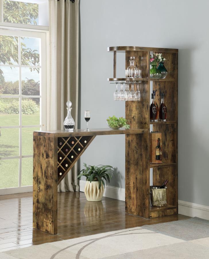 (image for) Belvedere 5-shelf Home Bar Table Wine Storage Rustic Nutmeg