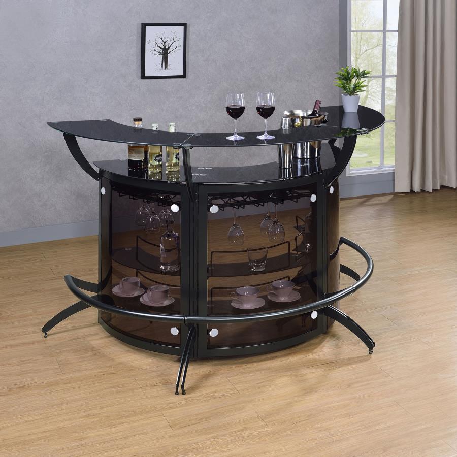 (image for) Dallas 3-piece Curved Freestanding Home Bar Cabinet Black