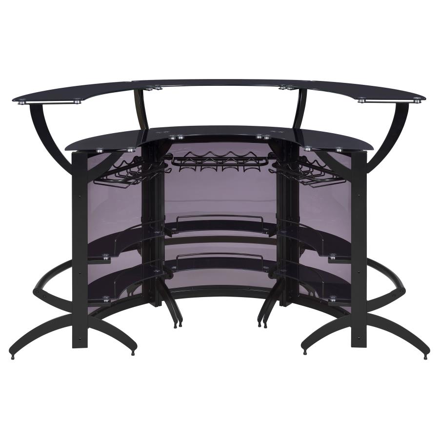 (image for) Dallas 3-piece Curved Freestanding Home Bar Cabinet Black