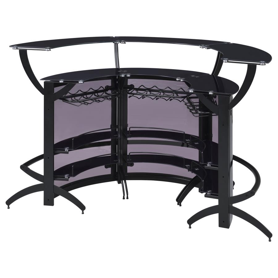 (image for) Dallas 3-piece Curved Freestanding Home Bar Cabinet Black