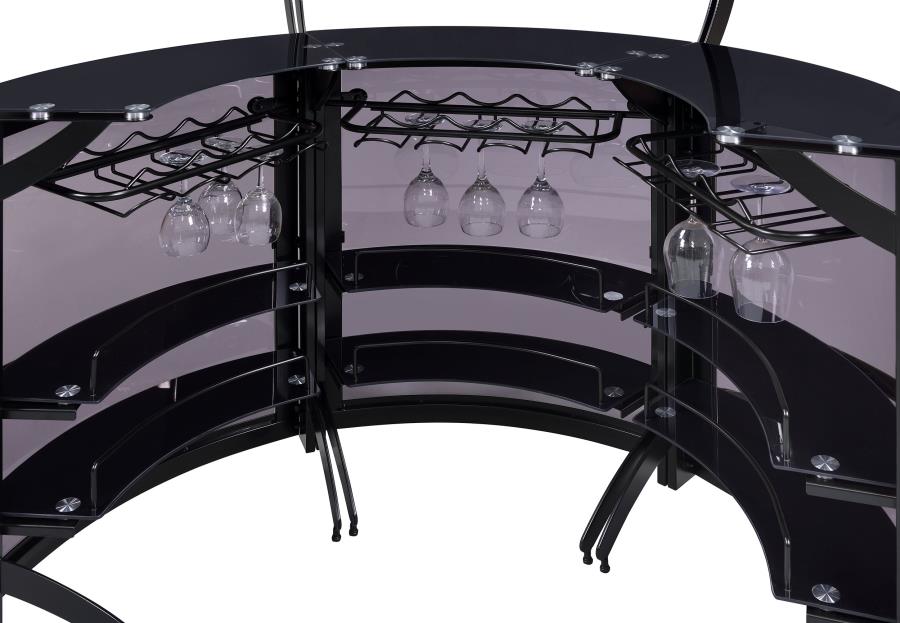 (image for) Dallas 3-piece Curved Freestanding Home Bar Cabinet Black