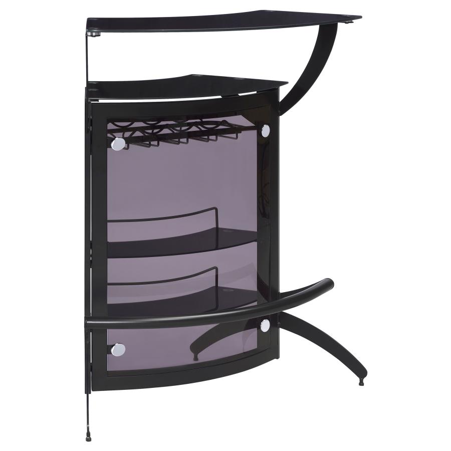 (image for) Dallas 2-shelf Curved Freestanding Home Bar Cabinet Black - Click Image to Close