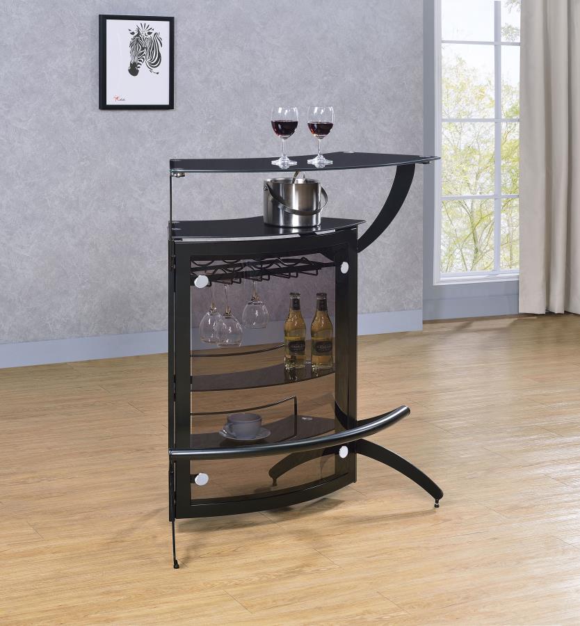 (image for) Dallas 2-shelf Curved Freestanding Home Bar Cabinet Black