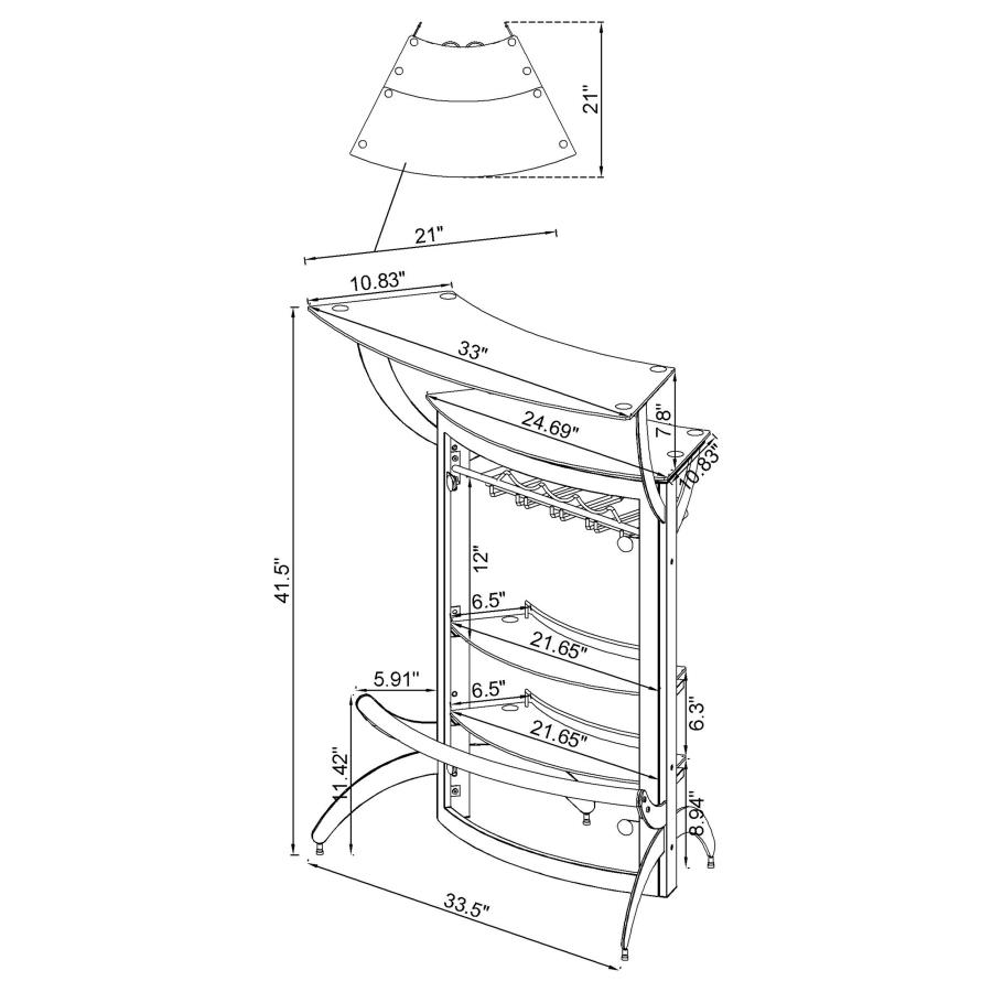 (image for) Dallas 2-shelf Curved Freestanding Home Bar Cabinet Black