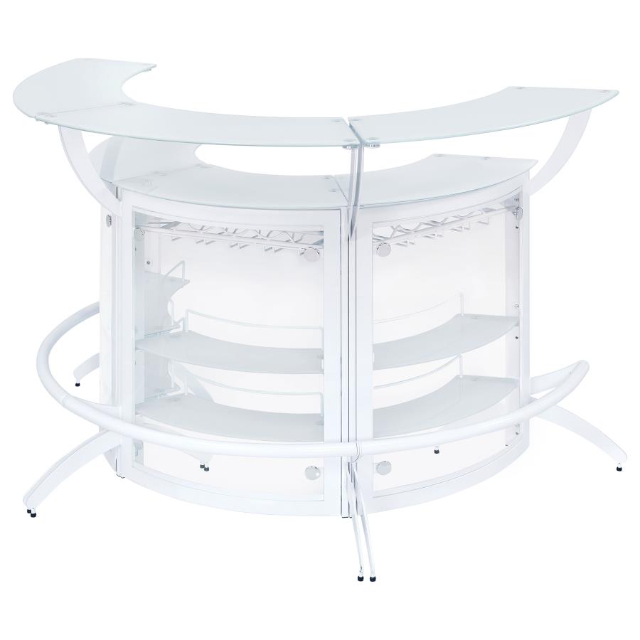 (image for) Dallas 3-piece Curved Freestanding Home Bar Cabinet White