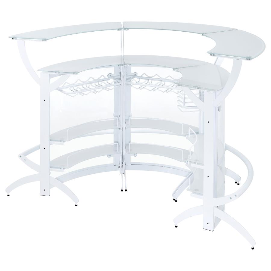 (image for) Dallas 3-piece Curved Freestanding Home Bar Cabinet White