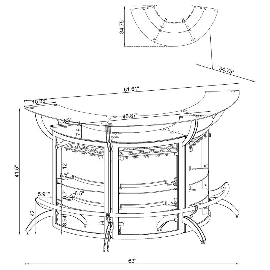 (image for) Dallas 3-piece Curved Freestanding Home Bar Cabinet White