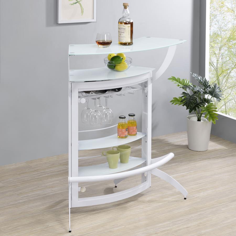 (image for) Dallas 2-shelf Curved Freestanding Home Bar Cabinet White